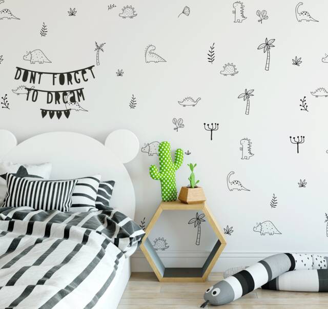 Kids Dinosaur Wall Stickers, Decals, Childrens Nursery Art, Dino Stickers - image 1