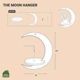 Crescent Moon Shaped Plant Hanger, Handmade, Wooden Hanging Shelf - thumbnail 3