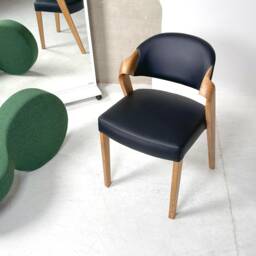 Handcrafted With Special Care Dining Room Chairs in Genuine Black Leather, High Comfortable Solid Oak Side Chair For Table - thumbnail 2