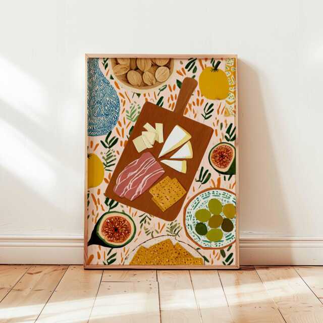 Charcuterie Poster, Kitchen France Food Print, French Wall Art, Dining Room Decor, Cheese & Meat Gift Print - image 1