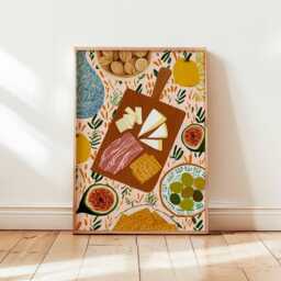 Charcuterie Poster, Kitchen France Food Print, French Wall Art, Dining Room Decor, Cheese & Meat Gift Print - thumbnail 1