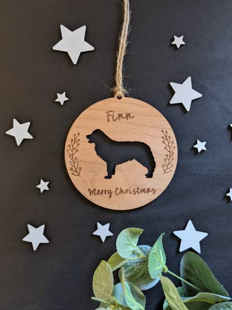 Personalised Border Collie Christmas Bauble - Silhouette Dog - image 1