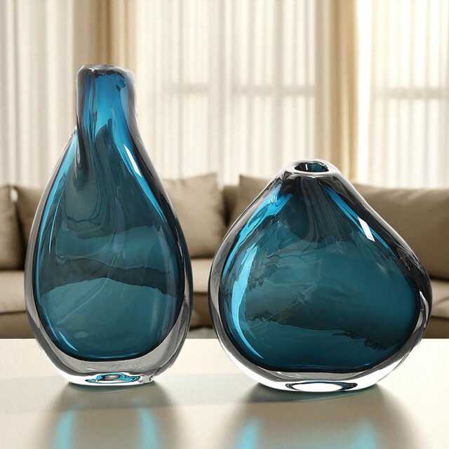 Midnight Teardrop Glass Vase - Sculptural Artisan Piece in Two Striking Shapes - image 1