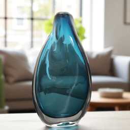 Midnight Teardrop Glass Vase - Sculptural Artisan Piece in Two Striking Shapes - thumbnail 3