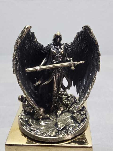 Brass Archangel Statue With Spread Wings, Metalwork Collector's Item - image 1