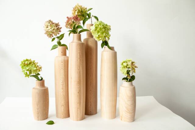 Handmade Wooden Vase Set Carved Home Decor, Set Of 6 - image 1