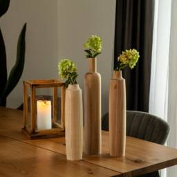 Handmade Wooden Vase Set Carved Home Decor, Set Of 6 - thumbnail 3
