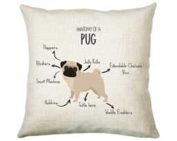 Anatomy Of A Pug Funny Gift For Him Or Her Cushion Pillow Bedroom Decor Cs409 - thumbnail 1