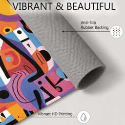 Colourful Cubist Abstract Shapes Pattern Rug Non-Slip Soft Area Carpet Bedroom Living Room Hallway Mat Decor - Made in UK - thumbnail 4