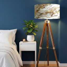 Handmade By Order Luxury White Grey Gold Wave Marble Abstract Art Velvet Drum Lamp Shade Pendant Light All Shapes & Sizes Linin - thumbnail 2