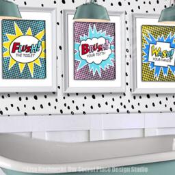 Digital Brush Wash Flush Kids Bathroom Wall Decor Superhero Rules - thumbnail 2