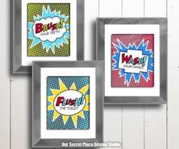 Digital Brush Wash Flush Kids Bathroom Wall Decor Superhero Rules - thumbnail 1