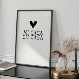 Mi Casa Su Heart Typography Wall Art Print Framed Or Unframed A3 A4 Sizes Modern Home Decor Spanish Quote Gift Idea - thumbnail 2