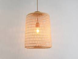 Handmade Bamboo Pendant Lamp - Large Woven Asian Light Fixture