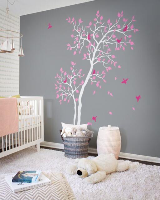 Baby Nursery Tree Decal Home Decor Tree Vinyl Wall With Birds Mural, Sticker -Nt027 - image 1