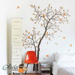 Baby Nursery Tree Decal Home Decor Tree Vinyl Wall With Birds Mural, Sticker -Nt027 - thumbnail 3