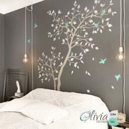 Baby Nursery Tree Decal Home Decor Tree Vinyl Wall With Birds Mural, Sticker -Nt027 - thumbnail 2