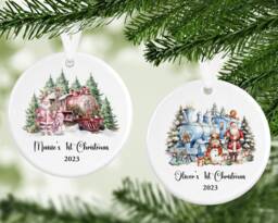 Train First Christmas Bauble, Traditional Hanging Decoration, Baby's Christmas, Baby Gift - thumbnail 1