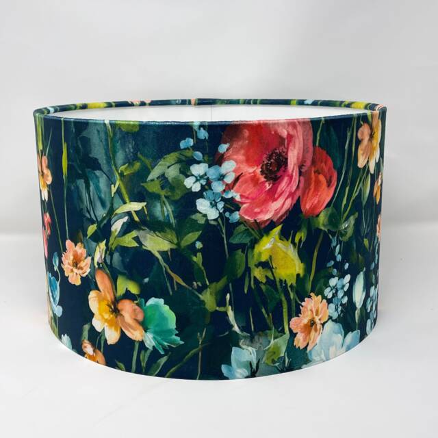 Wild Meadow Floral Velvet Drum Lampshade Midnight - image 1