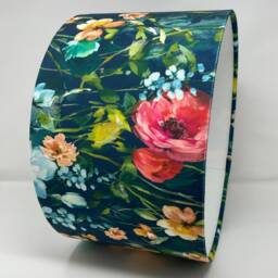 Wild Meadow Floral Velvet Drum Lampshade Midnight - thumbnail 3