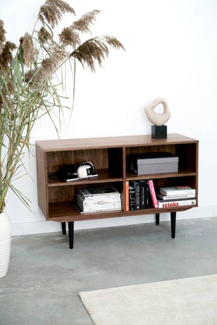 Mid-Century Sideboard, Bookshelf, Bookcase, Gramophone Stand, Dresser, Commode, Credenza Made Of Walnut Vaneer - Livlo O-R01 - image 1