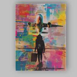 Modern Airplane Airport Traveller Abstract Travel Illustration Canvas Wall Art Print Decor Picture Ready To Hang - thumbnail 1