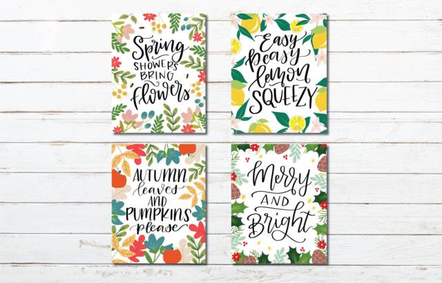 Seasonal Hand Lettered Floral Wall Art//Instant Download Printable Autumn Decor - image 1
