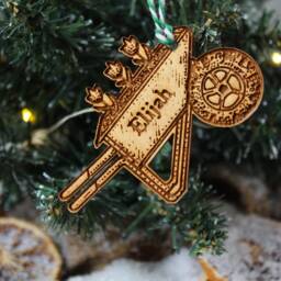 Personalised Gardening Christmas Ornament Wheelbarrow Wood Custom Bauble Laser Engrave Rustic Wooden Name Tree Decoration Irish - thumbnail 2