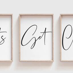 Lets Get Cozy Print, Sign, Set Of 3 Prints, Living Room Wall Decor, Art, Bedroom Decor - thumbnail 2