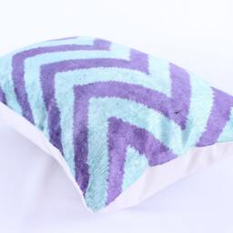 Ikat Velvet Pillow Cover, Handmade Cushion, Decorative Throw Pillow, Boho Cushion Turkish Home Decor - thumbnail 4
