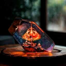 Blade Of Mi.qu .ella Resin Lamp - 3Ld3N R1Ng Inspired Diorama Night Light - Fantasy Gamer Decor Handmade Gift For Gamers - thumbnail 4