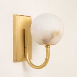 Alabaster Globe Wall Light - Solid Brass Sconce - thumbnail 2