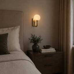 Alabaster Globe Wall Light - Solid Brass Sconce - thumbnail 3