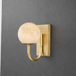 Alabaster Globe Wall Light - Solid Brass Sconce - thumbnail 4