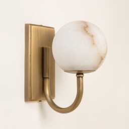 Alabaster Globe Wall Light - Solid Brass Sconce