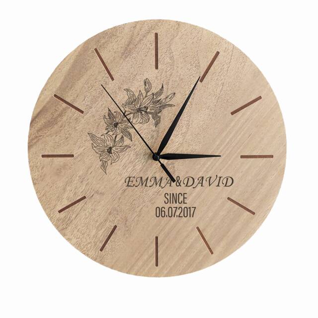 Personalized Engraved Wooden Wall Clock - Family Photo Gift - image 1