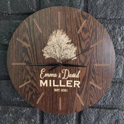 Personalized Engraved Wooden Wall Clock - Family Photo Gift - thumbnail 3