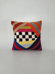 Hand Tufted Pillow Cover Colorful Geometric Abstract Design - thumbnail 1