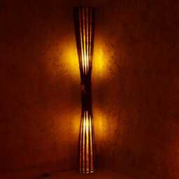 Bamboo Floor Lamp Mid Century Modern Boho Lighting, Rust Lamp, Wood Country Cottage, Tribal Housewarming Gift, Paper Lamp - thumbnail 4