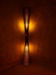 Bamboo Floor Lamp Mid Century Modern Boho Lighting, Rust Lamp, Wood Country Cottage, Tribal Housewarming Gift, Paper Lamp