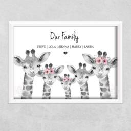 Personalised Giraffe Family Gift Print Up To 7 Members Unframed - thumbnail 2
