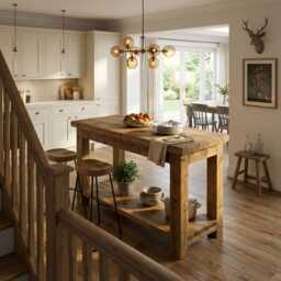 Island - Rustic Kitchen Island Solid Wood Table - thumbnail 2