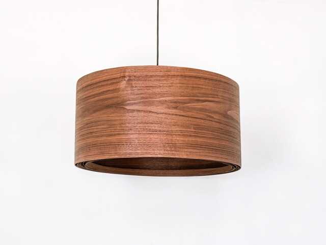 Walnut Wood Drum Pendant Light - Japandi Dining Chandelier & Kitchen Island Hanging Lamp - image 1
