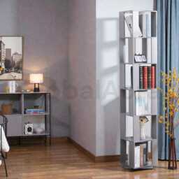 Rotating Bookshelf, 6 Tier Corner Bookcase For Small Spaces, Tall Slim Book Storage Organizer, 360 Display Shelf Living Room Library - thumbnail 4