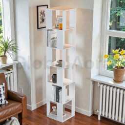Rotating Bookshelf, 6 Tier Corner Bookcase For Small Spaces, Tall Slim Book Storage Organizer, 360 Display Shelf Living Room Library - thumbnail 3