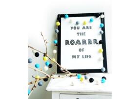 Cyan Yellow Grey Felt Ball Garland. Nursery Decor. 2 Or 3 Metres. Boys Room Kids Room. Pom Home - thumbnail 3