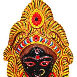 Large Rare Goddess Kali Maa/Mata - Durga Wall Hanging Face With Nose Ring - thumbnail 3