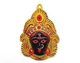 Large Rare Goddess Kali Maa/Mata - Durga Wall Hanging Face With Nose Ring - thumbnail 1