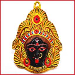 Large Rare Goddess Kali Maa/Mata - Durga Wall Hanging Face With Nose Ring - thumbnail 2