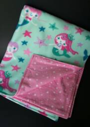 Mermaid Starfish Baby Blanket/Star Pink Teal Purple Aqua Lavender Girl Shower Gift Soft Fleece Flannel Nursery Crib Bed Lovey Little